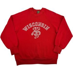 VTG 80s Womens S Jerzees UW Madison Wisconsin Badgers Raglan Crewneck Sweatshirt